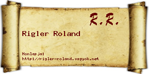 Rigler Roland névjegykártya